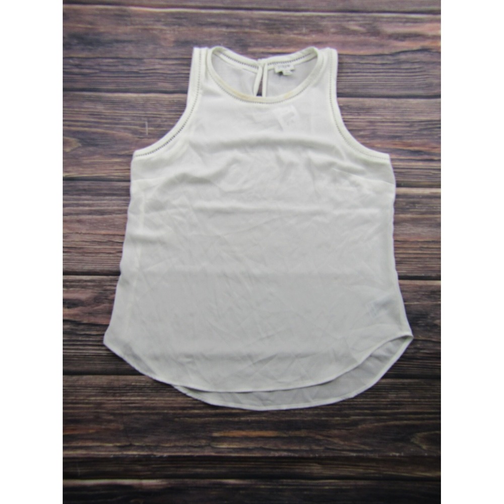 J Crew Womens Size 4 Ivory White Sleeveless Top With Ladder Trim Blouse